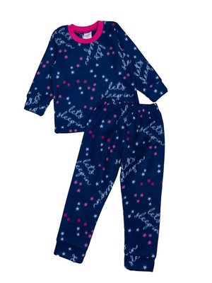 Піжама або домашній костюм для дівчинки (фліс), колір синій з принтом "Зіроньки" 3204-501-9298 фото