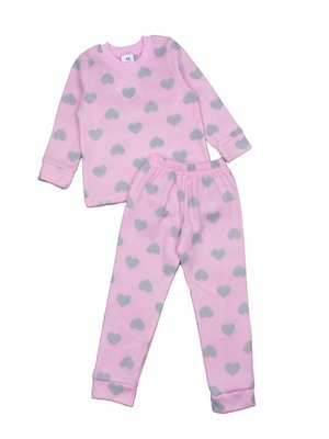 Піжама або домашній костюм для дівчинки (фліс), колір рожевий з принтом "Серденьки" 3205-501-9298 фото