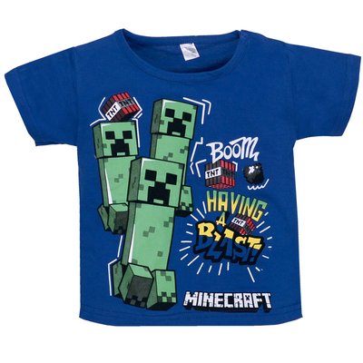 Дитяча футболка Майнкрафт, 100% бавовна, кулір еластан, синя 0601301екф-92 фото