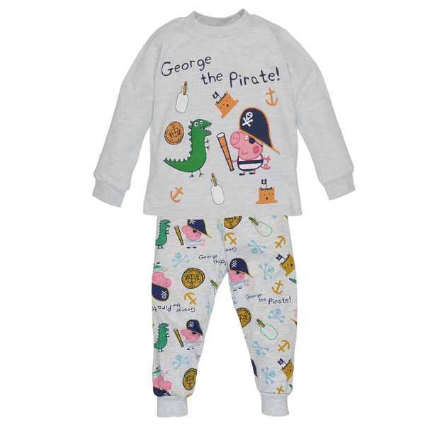 Пижама детская трикотажная, 100% хлопок, интерлок, серый меланж 0117271пеп-128 фото