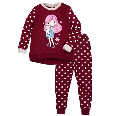 Пижама для девочки трикотажная, 100% хлопок, интерлок, бордовая 0806271брд-92 фото