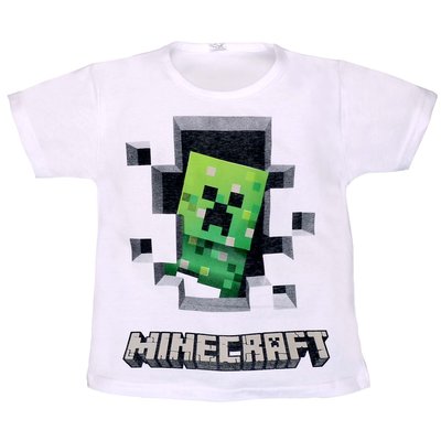 Детская футболка Майнкрафт, 100% хлопок, белая с принтом 0601301мкр-140 фото
