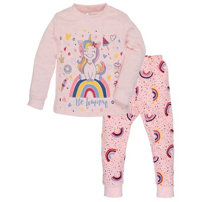 Пижама для девочки трикотажная, 100% хлопок, мультирип, розовая 0105271рад-98 фото