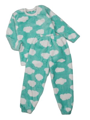 Піжама для дівчинки з велсофту "Хмаринки" колір бірюзовий 3274555-98 фото
