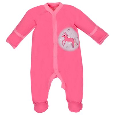 Комбінезон дитячий для дівчаток, 100% бавовна, колір - Рожевий 1501353рог-56 фото