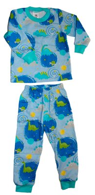 Піжама для хлопчика (футер), колір блакитний з принтом "Діно" 3159-121-9298 фото