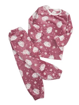 Піжама з велсофту для дівчинки "Овечки" колір рожевий 3276555-98 фото