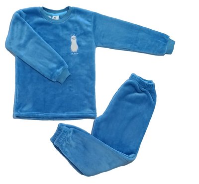 Піжама дитяча з полотна велсофт, колір блакитний з вишивкою "Лама" 3243-555-128134 фото