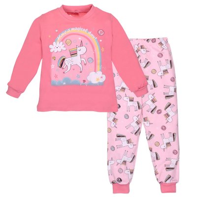 Пижама для девочки трикотажная, интерлок, хлопок, цвет розовый - Единорожки 0106302ерд-80 фото