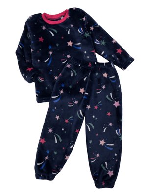 Піжама з велсофту для дівчинки "Комети" колір синій 3275555-98 фото