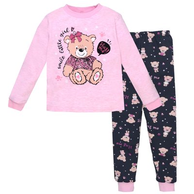 Піжама дитяча для дівчаток, 100% бавовна, колір - Рожевий 0106302звд-104 фото