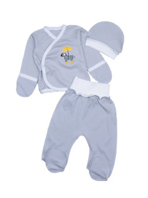Комплект для новонароджених, інтерлок, 100% бавовна, колір сірий з накатом "Зебра" 3175-110-52 фото
