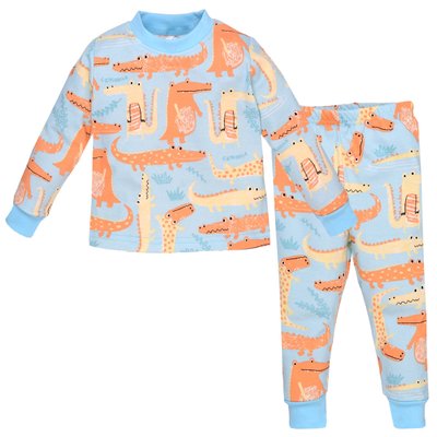 Пижама детская трикотажная, интерлок, хлопок, цвет голубой - Крокодилы 0106202ккд-80 фото