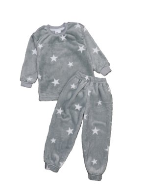 Пижама детская из вельсофта серая "Звезды" 3239-555-140146 фото