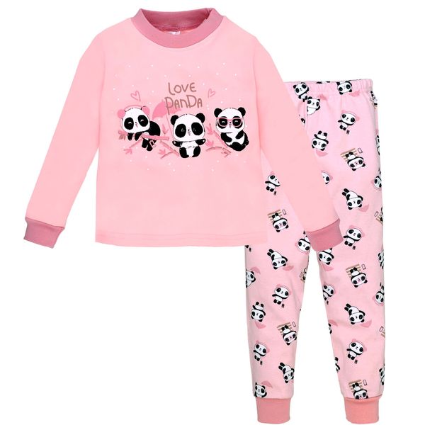 Піжама для дівчинки трикотажна, інтерлок, бавовна, колір рожевий - "Панди" 0106302ппа-98 фото