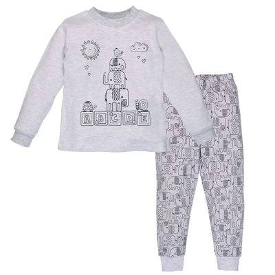 Пижама детская трикотажная, 100% хлопок, интерлок, серый меланж 0106302слн-86 фото